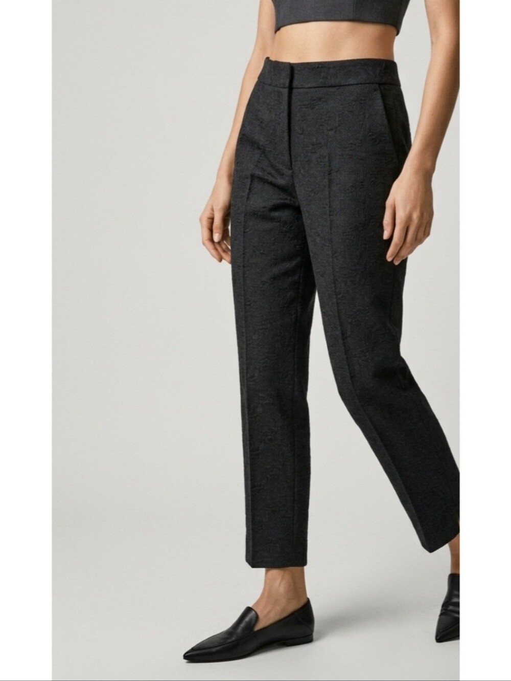 Zara Luxurious Jacquard Black Textured Trousers